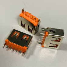 5P 直插大电流母座 橙色胶芯 USB 5P 180°插板快充*** A母 5P 快充插座 彩色胶芯