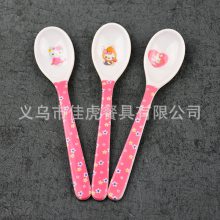仿瓷密胺餐具大西式塑料勺子贴花儿童卡通长柄勺礼品赠品配件勺