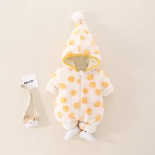 冬季保暖不掉毛新生儿婴儿连体衣 90cm连帽0-18个月婴儿衣服批量供应
