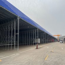大型工厂仓库活动雨蓬 屋顶轨道遮阳棚 遥控电动推拉篷