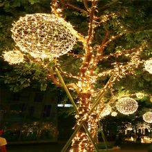 led藤球灯挂树上的彩灯户外公园装饰灯发光圆球灯室外春节景观灯 50公分