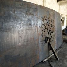 户外景区复古生锈板定制 SPA-H耐候钢景墙 激光阴刻阳刻UV打印