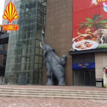 广州奥园城市广场室外玻璃钢形象动物雕塑摆件制作 仿真超大型大象造型玻璃钢景观动物摆件