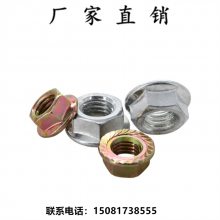 领富现货碳钢六角法兰螺母防滑法兰母镀锌锁紧螺母 自带垫螺母