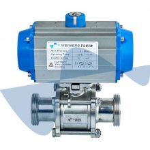 实力商家伟恒流体卫生级不锈钢气动外螺纹三片式球阀