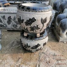 庭院石雕石缸 雕花石盆 石头鱼缸