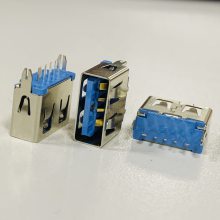 AF 5P直插快充插座 10.0 立式直插***快充母座 USB 5P 180°插板快充*** 蓝色胶芯