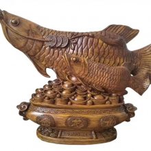 實(shí)木雕刻***納福魚擺件紅花梨工藝品定做 桌面飾品玄關(guān)禮品批發(fā)