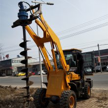 二手铲车钻孔机 30铲车挖坑机价格 小铲车电线杆打眼机 天泽出品