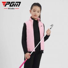 PGM新品 高尔夫儿童马甲时尚运动女童外套防风立领拉链青少年服装