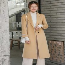2019秋冬新款时尚潮流女士毛呢外套双面羊毛大衣女中长款娃娃领保暖显瘦外套 折扣女装 品牌折扣