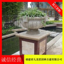 室外園林花盆圖片 石雕花缽花盆雕刻 定制景觀(guān)石雕花缽 大理石雕花缽