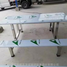 四人位不锈钢连体餐桌 工厂饭堂快餐饭店桌子批发学校食堂餐桌椅