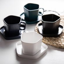 新款哑光陶瓷咖啡杯碟组合 咖啡厅餐厅陶瓷杯碟 北欧拿铁咖啡杯