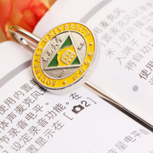 锌合金浮雕书签，logo校徽书签，金属书签定制