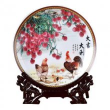 新中式陶瓷挂盘工艺品 商务纪念品 陶瓷纪念可定制