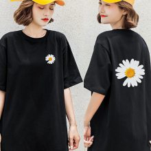 湖南常德武陵时尚印花套头女装T恤义乌地摊服装在哪儿批发短袖打底黑色T恤女