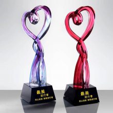 琉璃纪念杯 公司周年活动颁发给老员工琉璃奖杯刻字