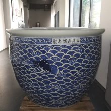 仿古人物山水陶瓷大缸 手工绘画 客厅大堂风水瓷器装饰摆件鱼缸