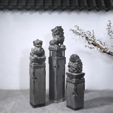 拴马桩石雕青石狮子栓马桩招财貔貅十二生肖石柱雕塑