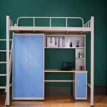 公寓床员工铁床学生宿舍双层床上床下柜员工床公司宿舍铁架床带柜