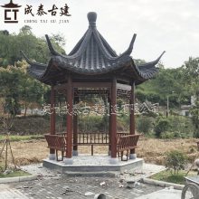 湖州古建凉亭 仿古翘瓦六角亭 中式古筒瓦凉亭 景区景观凉亭厂家定制价格