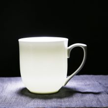 办公大号老板杯 陶瓷纯白带盖大容量杯子 商务礼品定制带logo茶杯