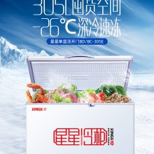 星星牌305E升冰柜商用家用大容量冷冻柜卧式单温带锁雪柜冷藏冷柜
