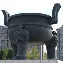 石雕鼎 圆形宝鼎 石材香炉 青石三脚石鼎 泉臻 可支持定制