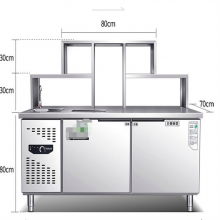 商用奶茶店水吧台咖啡店设备不锈钢冷藏工作台厨房保鲜 操作台