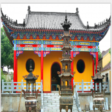 湖北襄樊市寺院鸟瞰图和寺院局部建筑效果图设计