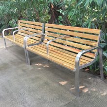 公园椅户外长椅不锈钢实木质防腐露天休闲商用休息公共室外长条凳
