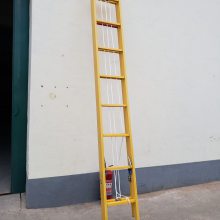 派祥JYT-S-8米玻璃钢绝缘伸缩单梯厂家 9米黄色玻璃钢升降梯子