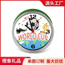 2022卡塔尔足球杯礼物创意定制冰箱贴钟 时尚跨境促销礼品罐头钟