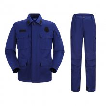 消防蓝色长袖套装作训服（春秋款）火焰蓝秋季备勤体能服春秋工作服