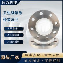 顺为卫生级不锈钢304内衬喷涂PTFE快装法兰转卡盘快开变径接头