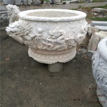 青石石缸 大理石圆形石槽 养鱼石缸