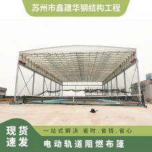 4/5寸万向轮 电动推拉固定 篮球场收缩棚 电动轨道阻燃布篷