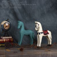zakka创意家居客厅装饰品摆件木马工艺品复古摄影道具电视柜摆设