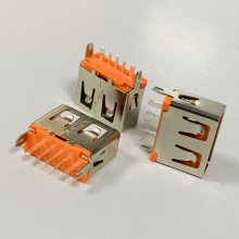 5P 直插大电流母座 橙色胶芯 USB 5P 180°插板快充*** A母 5P 快充插座 彩色胶芯
