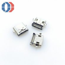 TYPE-C24P母座沉板双贴/一字孔 带两脚DIP USB3.1CF 单壳