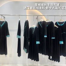 工厂直供撤柜女装品牌中式丝绒拼接连衣裙折扣***蕾丝套装进货专柜货源