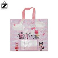 胶袋厂家订做吊带PE袋 手提透明PO袋 粉色购物塑料袋包邮定做