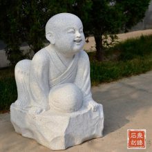 泉臻石刻 趣味石雕小沙弥 石材小和尚定制