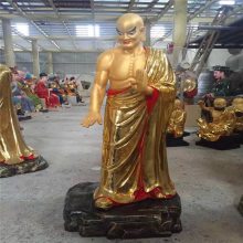1.5米玻璃钢十八罗汉佛像雕塑，贴金木雕铜雕500罗汉