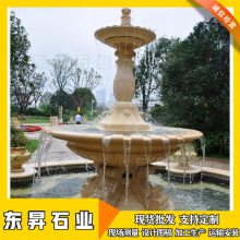 石雕欧式喷泉定做 英式景观庭院喷水池雕塑 埃及米黄半壁水钵
