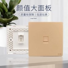 汉维HANWEI 电脑插座网口网络面板 通用超五/六/七类模块加厚86型面板 网络面板单口香槟金HW-8601-KW