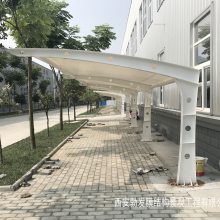 甘肃陇南市康县定制拉杆式停车棚户外轻钢膜结构停车篷停车场汽车遮阳蓬多少钱一平方