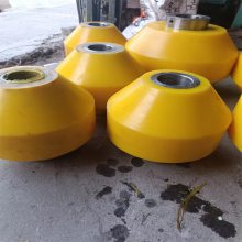 洛启橡胶按图纸定制黄色聚氨酯异型轮 耐磨TPU橡胶轮 行走轮