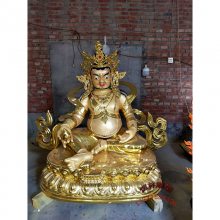 藏巴拉佛像纯铜铸造大型藏传寺庙黄铜一米五黄财神密宗铜像定制